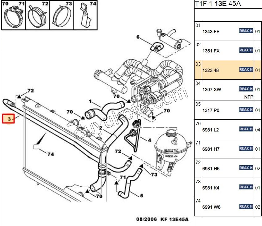 Radyatör Ek Depo Hortumu İnce P206 1.4HDİ Euro4 02/11 Uzun 1323.50