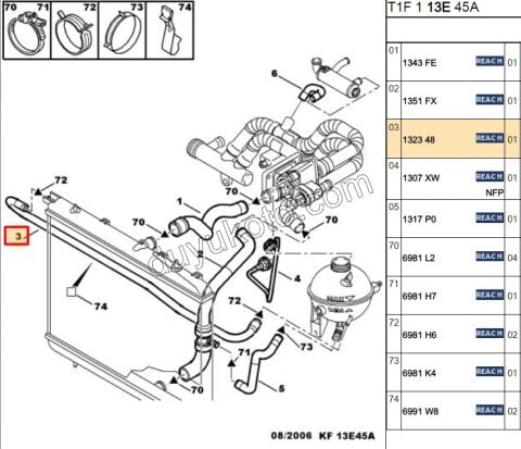 Radyatör Ek Depo Hortumu İnce P206 1.4HDİ Euro4 02/11 Uzun 1323.50