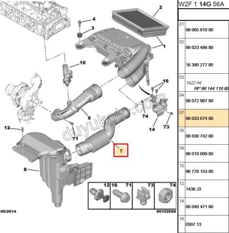 Peugeot 508 Hava Filtre Hortumu Alt DV6F