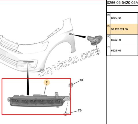 Peugeot 301 308 Gündüz Farı Led 2017/2021