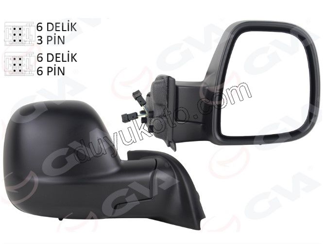 Peugeot Partner Dikiz Aynası Sağ Elektirikli Katlanırlı (Kapaklı) Rezistanslı 2008/2012
