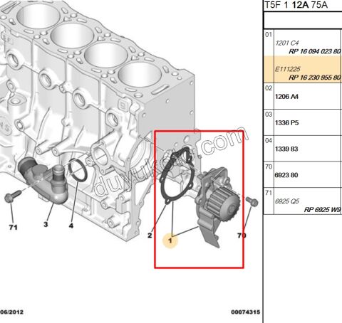 Devirdaim Su Pompası 1.9D, 1998/2003 1.9D,Y.M 03/09 DW10 8V