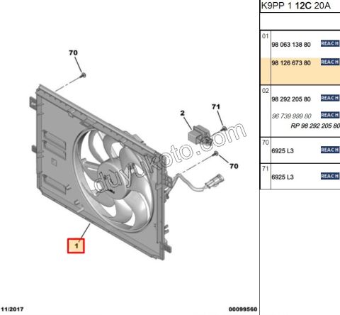 Fan Motoru PRT4 1.2VTI 100HP 2020 Sonrası