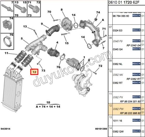 HORTUM TURBO INTERCOL L 1.6HDİ Euro5 P5081 C53