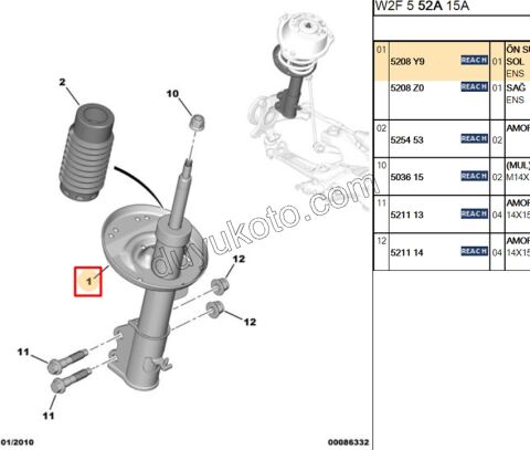 Ön Sol Amortisör P5081 1.6HDİ Euro5/Euro6 C
