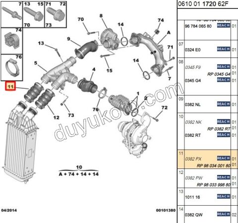 HORTUM TURBO INTERCOL R 1.6HDİ Euro5 P5081 C53