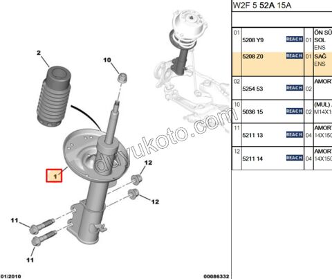 Ön Sağ Amortisör P5081 1.6HDİ Euro5/Euro6 C