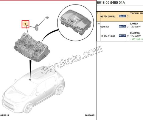 Ön Tavan Lambası GRI C34 B618