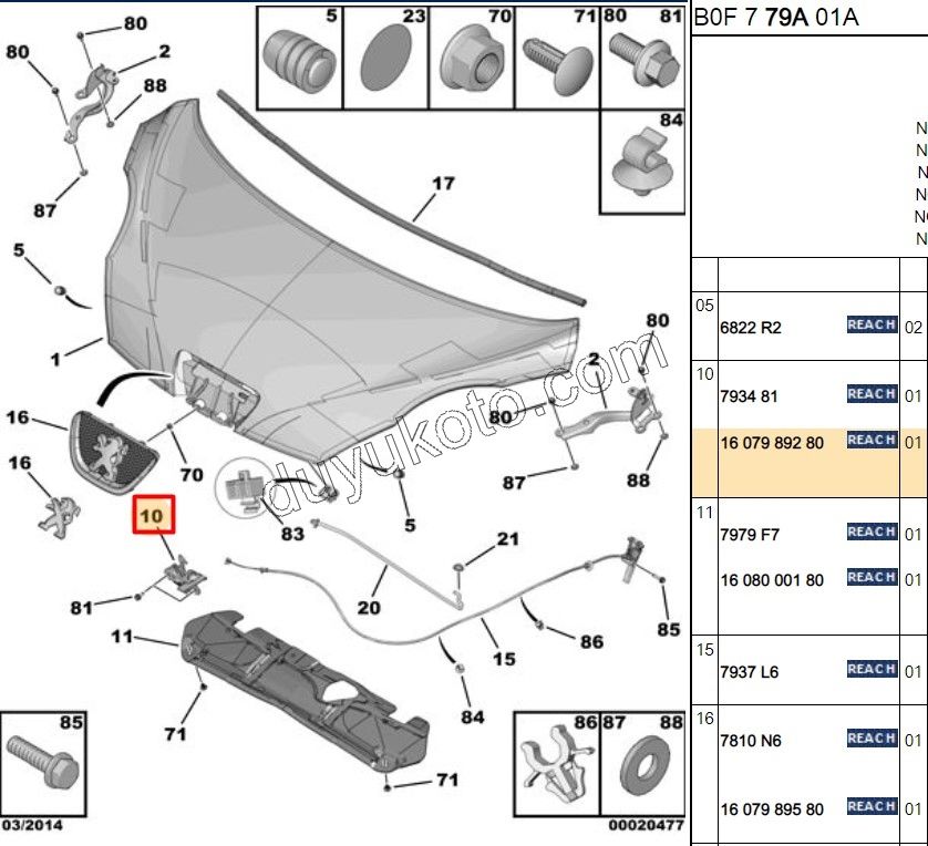 KILIT MOTOR KAPUT P1071MQ C11MQ