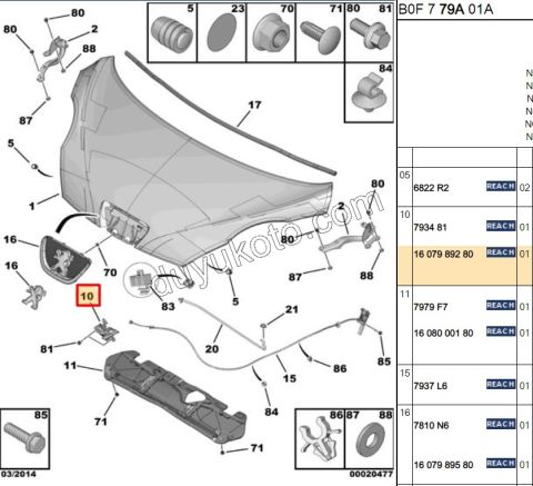 KILIT MOTOR KAPUT P1071MQ C11MQ