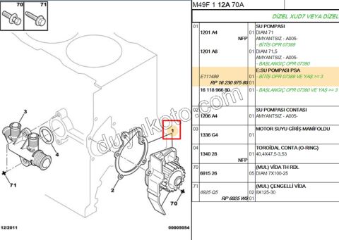 Devirdaim Su Pompası 1.9D,E.M 97/98 1.9D,E.M 97/98 TE