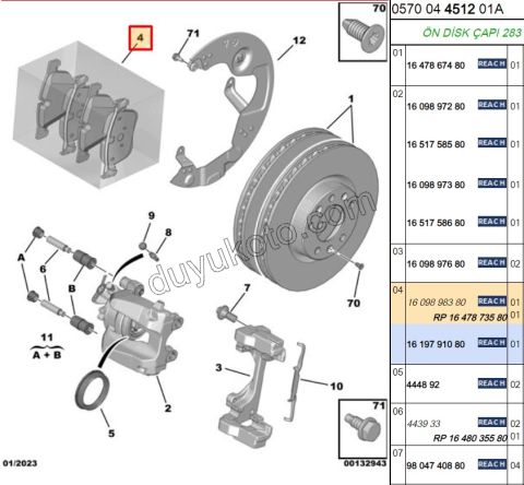 Fren Balatası Ön C4PC2 2012>