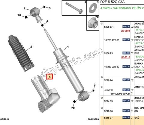 Arka Amortisör Sağ Toz Körüğü P407 P5081 P3008 T84 C5
