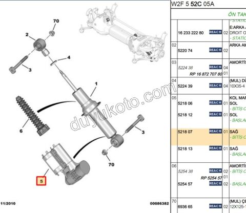 Arka Amortisör Sağ Toz Körüğü P407 P5081 P3008 T84 C5