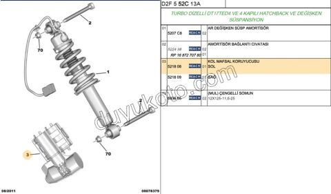 Arka Amortisör Sol Toz Körüğü P407