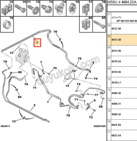 Hidrolik Direksiyon Depo ile Kutu Arası Hortum PRT2