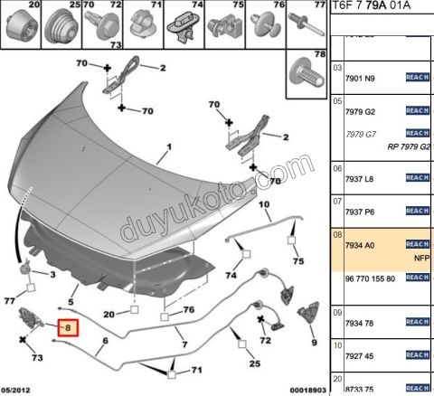 KILIT MOTOR KAPUT P3072 2005/2009