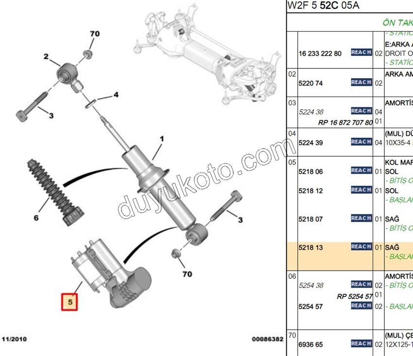 Arka Amortisör Sağ Toz Körüğü P407 P5081 P3008 T84 C5
