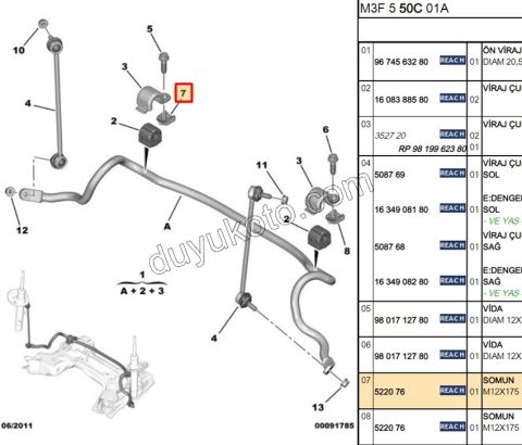 SOMUN SACLI VIRAJ DEMIR KELEPCE TUTUCU P301 M12X175