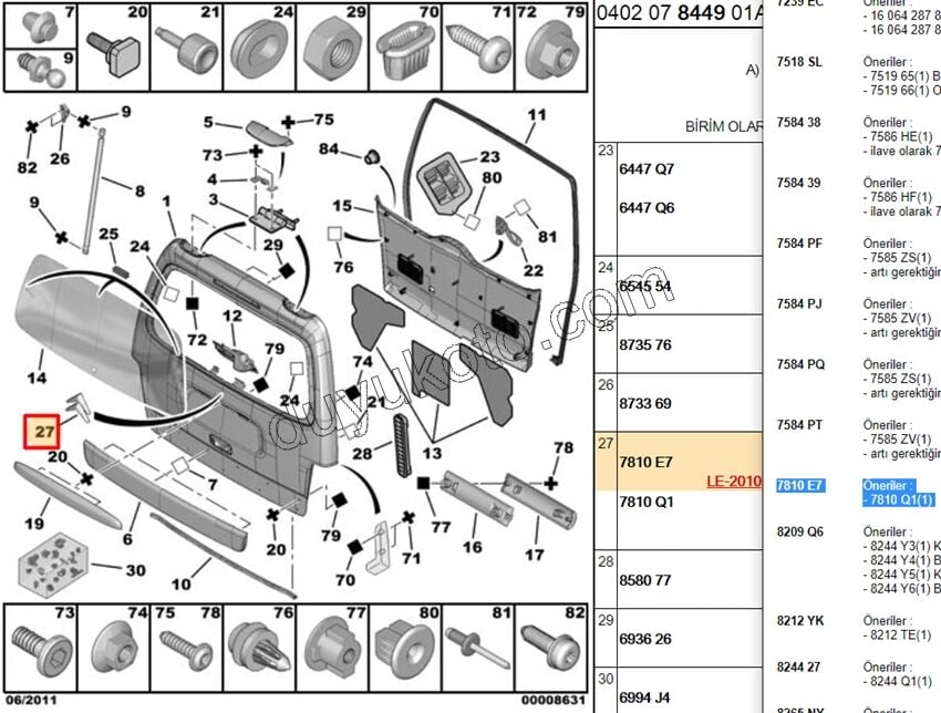 ARMA BAGAJ KAPAK 2LI BR2 KROM 1P