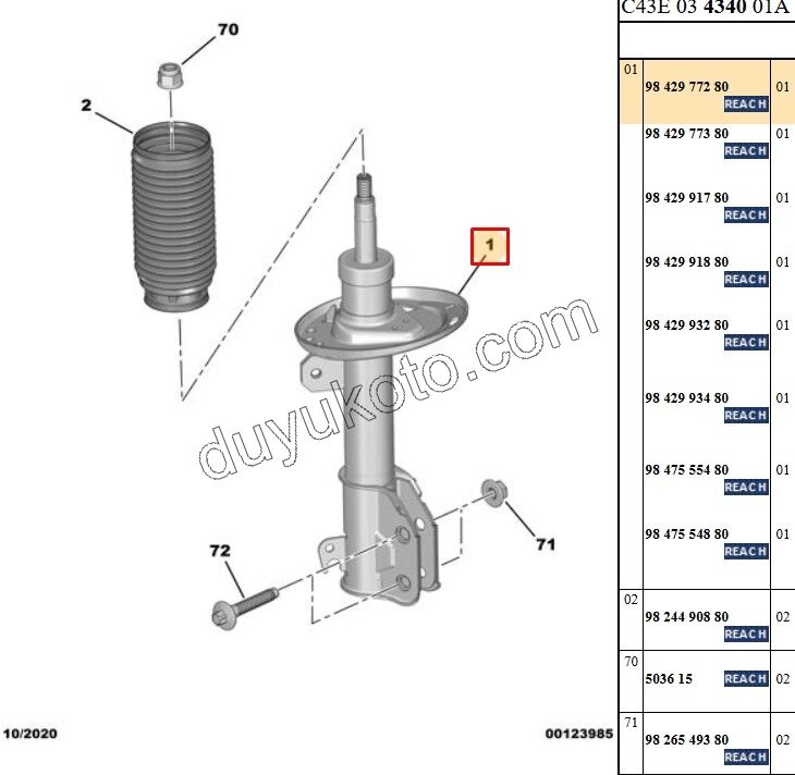 Ön Sol Amortisör C43 C43X