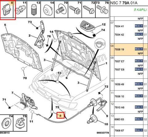Motor Kaput Teli Tutucu Klıpsi P306 PLASTIK