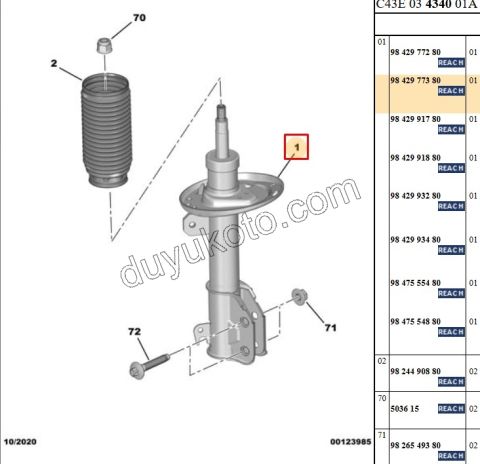 Ön Sağ Amortisör C43 C43X