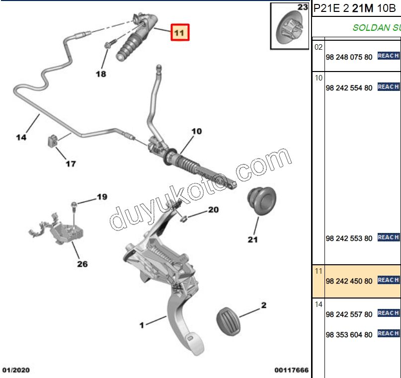 MERKEZ DEBRIYAJ ALT P3082 P208 P2008