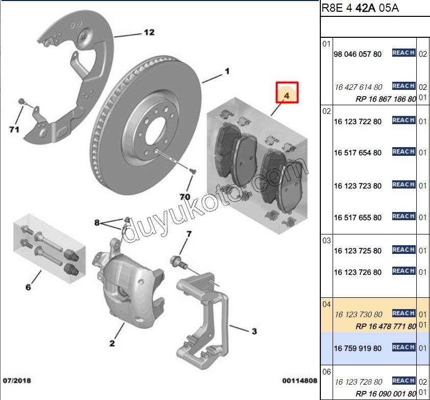 Fren Balatası Ön P5082 P408 330CAP