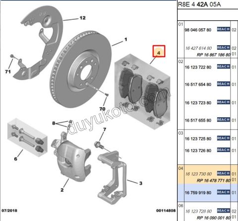 Fren Balatası Ön P5082 P408 330CAP