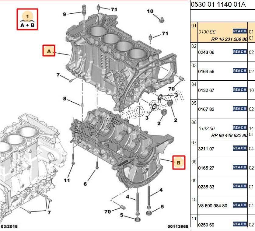 BLOK MOTOR BOS BLOK 1.4VTI 95HP 1.6VTi 120HP 100HP 120HP KOMP