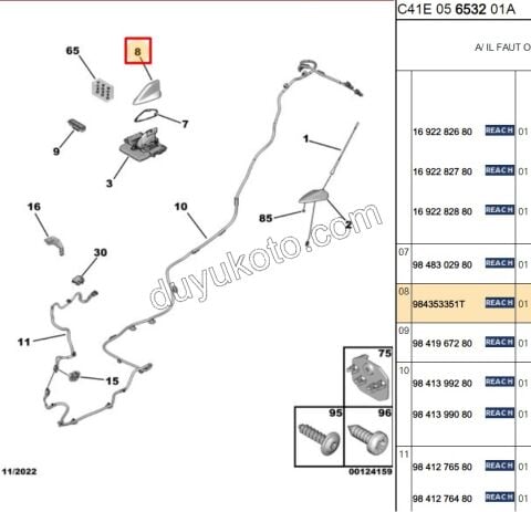 KAPAK TAVAN ANTEN C43 KOPEK BALIGI YUZGECI