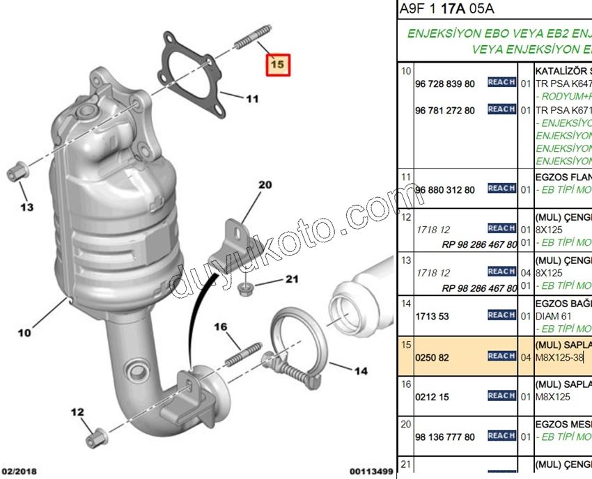 SAPLAMA EGZOZ MANIFOLD M8X125-38