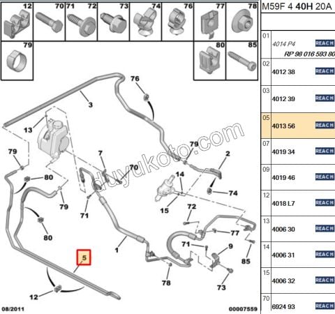 Hidrolik Direksiyon Hortumu (Borusu) PRT2 1.9D,Y.M 03/09 DW10 8V YAG DEPO ALTI