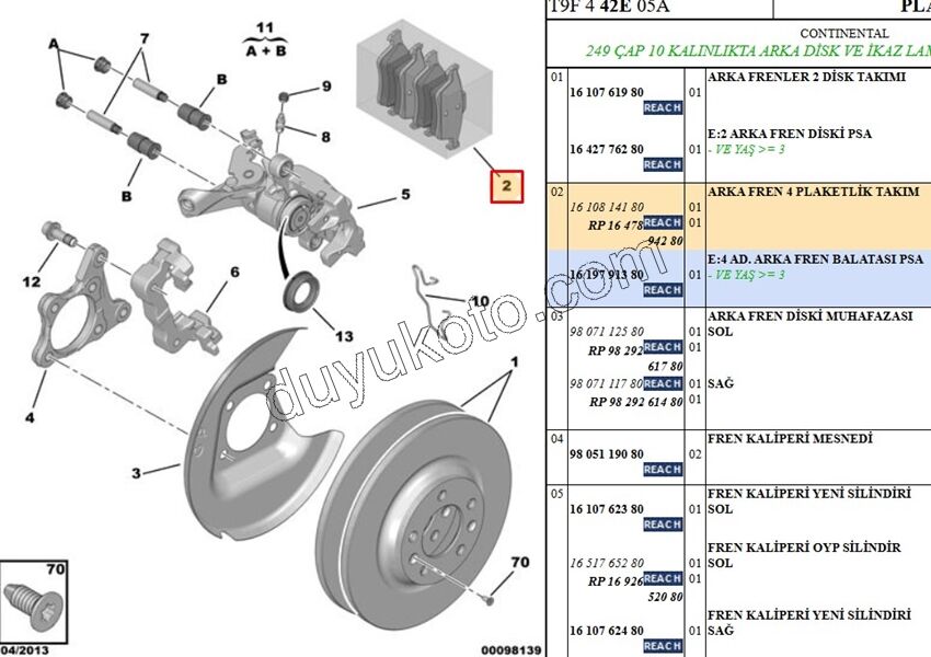 Fren Balatası Arka Tk P3082 BYK