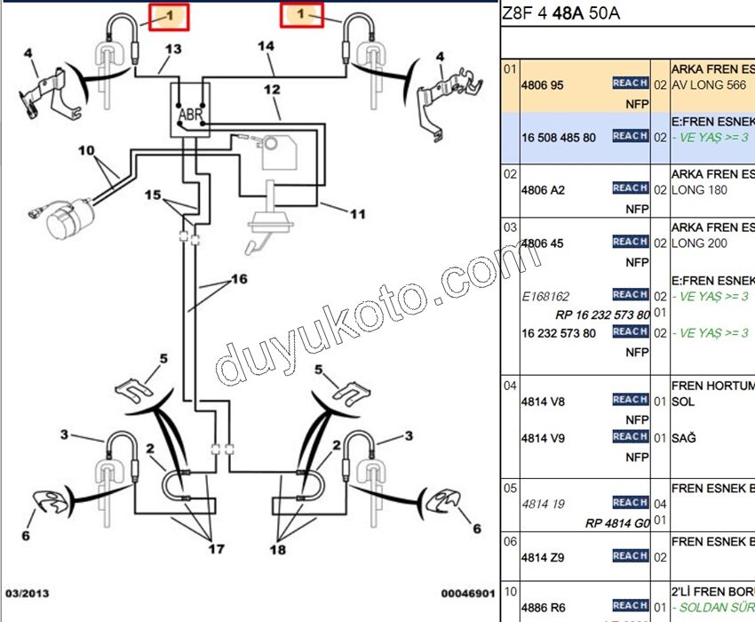 HORTUM FREN ON R/L P607 566MM