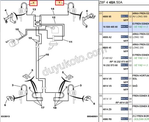 HORTUM FREN ON R/L P607 566MM