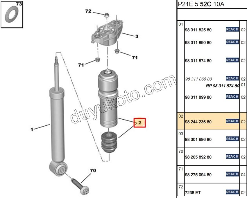 Arka Amortisör Dayama Takozu (Toz Körüklü) P2082