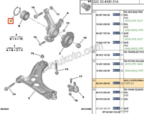 SEGMAN ON AKS RULMAN AMI 71X57-2,5