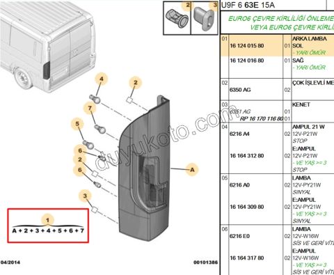 Peugeot Boxer Citroen Jumper Fiat Ducato Stop Lambası Sol 2014/2023