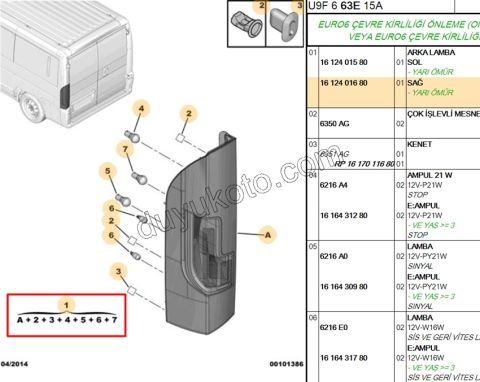 Peugeot Boxer Citroen Jumper Fiat Ducato Stop Lambası Sağ 2014/2023