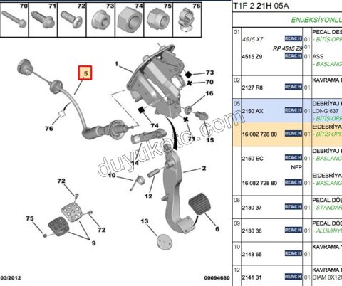 Debriyaj Teli P206 TU3JP ET3J4 1.6İ 16V Benzinli