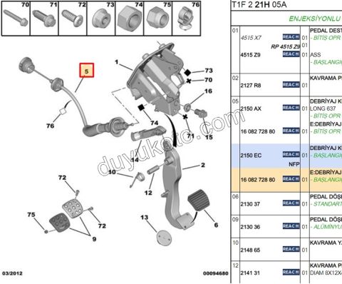 Debriyaj Teli P206 TU3JP ET3J4 1.6İ 16V Benzinli