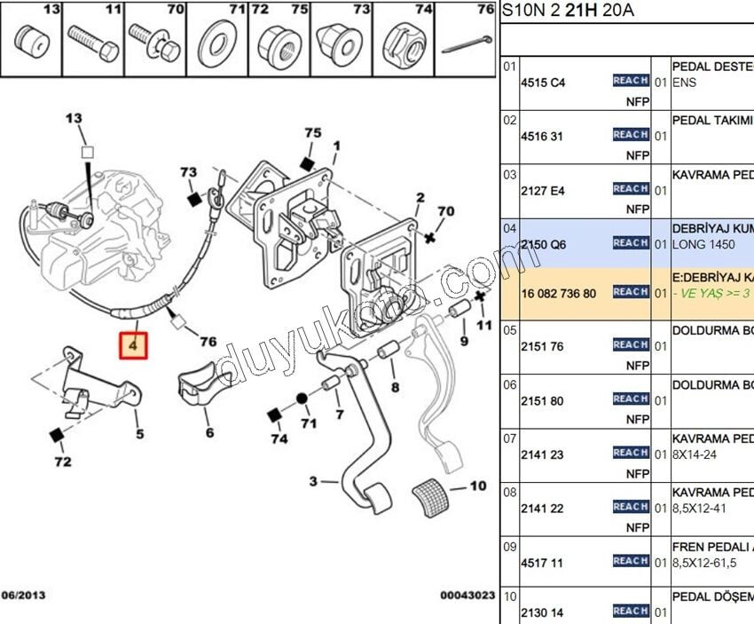Debriyaj Teli P106 147 CM