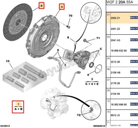 Debriyaj Seti 1.6HDİ Euro5 Rulmansız MCP P5081 P50081 P30081 + 0532.W4