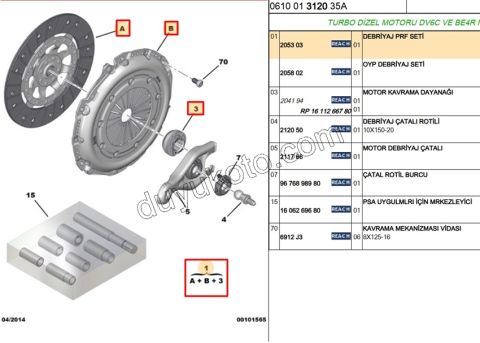 Debriyaj Seti 1.6HDİ Euro5 Rulmanlı P508