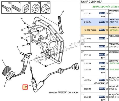 Debriyaj Teli EXP1 P806 1.9D 75CM