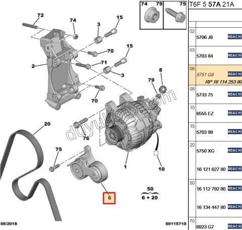 Alternatör (V Kayış) Gergi Rulmanı EW10J4 P407