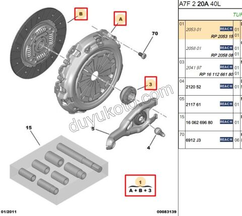 Debriyaj Seti 1.4HDİ Euro5 12/16 1.4HDİ Euro4 02/11 P206+ P2081
