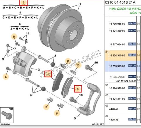 Fren Balatası Arka Tk 2FIS BXR3MQ DCT3MQ